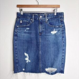 AG The Erin Pencil Skirt Denim Distressed Size 26 EUC